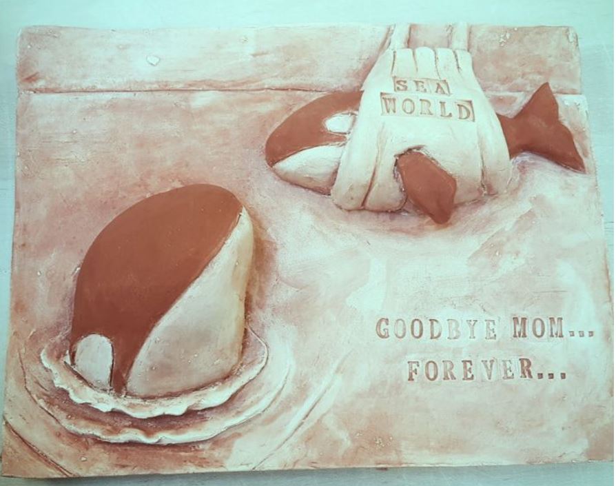 Goodbye Mom Forever — clay relief sculpture